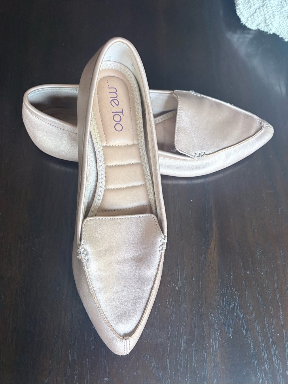 me too Pointed Toe Slip-On Flats in Champagne Beige Alley rose gold